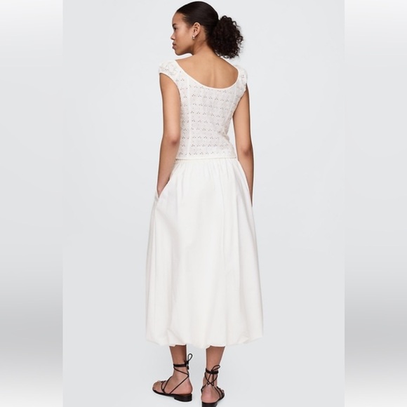 GAP Women's Crisp White Bubble Hem Midi skirt size medium m NEW w tag - Picture 3 of 5